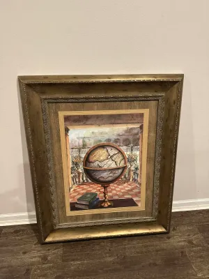 Sale Photo Thumbnail #37: Large Framed Decorative Globe Wall Art Print