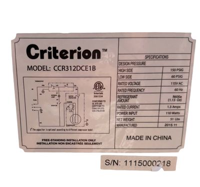 Criterion Black Mini Fridge