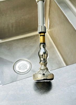 Sale Photo Thumbnail #345: Stainless Steel DOUBLE Sink - 10Ft X 30" X 40 5/8" | Bottom Shelf: 45" x 23" x 19" | Sink: 20 3/4" X 20 3/4" X 12" Deep
