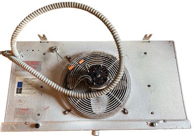 Sale Photo Thumbnail #297: dual-fan commercial refrigeration unit or evaporator coil with wire fan guards and an insulated casing