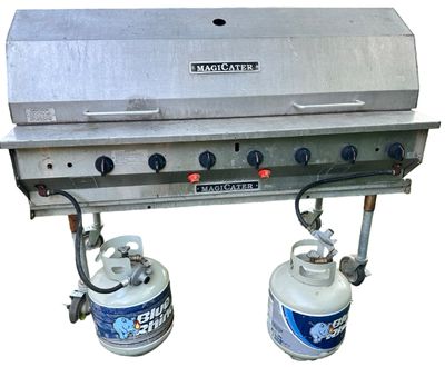 Sale Photo Thumbnail #211: MagiCater Stainless Steel Commercial Transportable Propane Grill - 8 Burners with 2 Propane Tanks