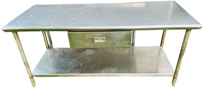 Sale Photo Thumbnail #321: Stainless Steel Table with Drawer - 72" x 30"W x 34 3/4" (6ft x 2ft 6" W x 2ft 10 3/4")