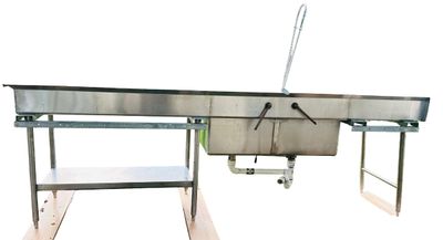Sale Photo Thumbnail #346: Stainless Steel DOUBLE Sink - 10Ft X 30" X 40 5/8" | Bottom Shelf: 45" x 23" x 19" | Sink: 20 3/4" X 20 3/4" X 12" Deep