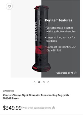 Sale Photo Thumbnail #225: Century Versys VS.1 Fight Simulator Versatile Freestanding Bag for range of martial arts training 66" tall, weighs approx 100lbs