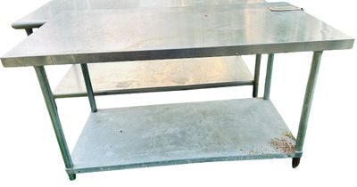 Sale Photo Thumbnail #304: Stainless Steel Medium Table with Rod Holder | 60"L x  29 1/2"W x 34 3/4"H (5ft L x 2ft 5 1/2" W x 2ft 10 3/4")