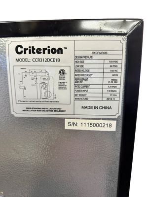 Sale Photo Thumbnail #479: Criterion Black Mini Fridge