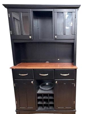 Sale Photo Thumbnail #425: Homestyles Buffet Hutch- Black with Natural Wood Countertop