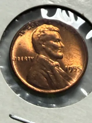 Sale Photo Thumbnail #626: POORMAN'S DOUBLE DIE 1955-P UNCIRCULATED CONDITION MINOR LINCOLN CENT ERROR COIN AS PICTURED. $5 DOMESTIC SHIPPING.