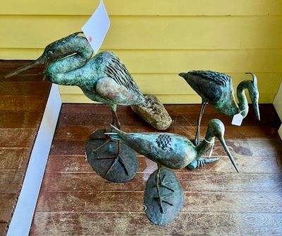 Sale Photo Thumbnail #6: Three Bronze Garden Cranes.
