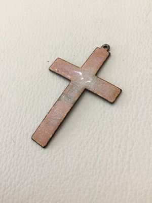 Vintage enamel cross pendant brass