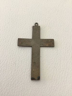Vintage enamel cross pendant brass