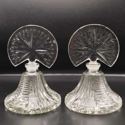 LOT 41: Vintage Jospeh Lorenzl-Style Art Deco Mirror Stand with Art Deco Glass Perfume Bottles