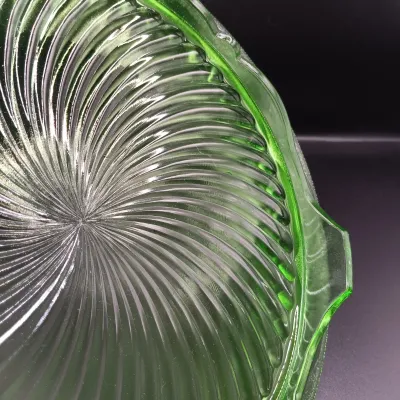 LOT 47: MCM Uranium Glass Footed Sherbert Glass and Footed Cake Plate