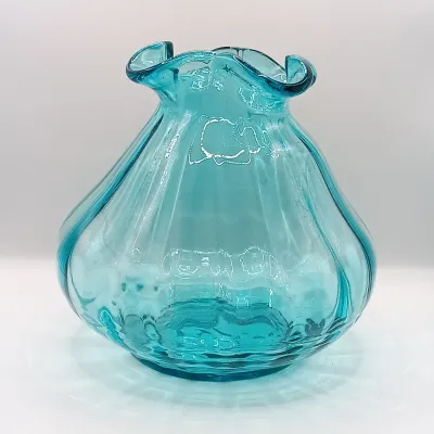 LOT 44: Vintage Handblown Blue Glass Vase