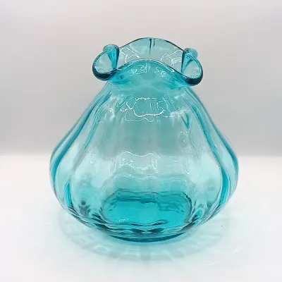 LOT 44: Vintage Handblown Blue Glass Vase