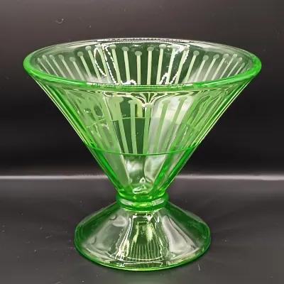 LOT 47: MCM Uranium Glass Footed Sherbert Glass and Footed Cake Plate