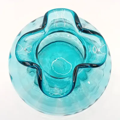 LOT 44: Vintage Handblown Blue Glass Vase