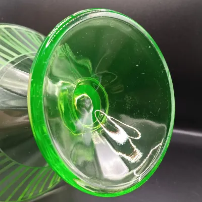 LOT 47: MCM Uranium Glass Footed Sherbert Glass and Footed Cake Plate