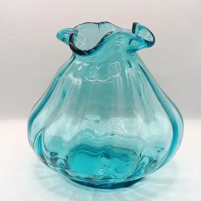 LOT 44: Vintage Handblown Blue Glass Vase