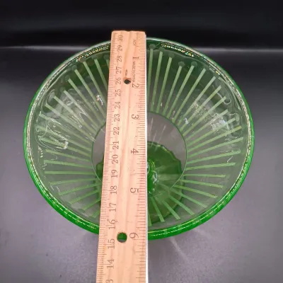 LOT 47: MCM Uranium Glass Footed Sherbert Glass and Footed Cake Plate