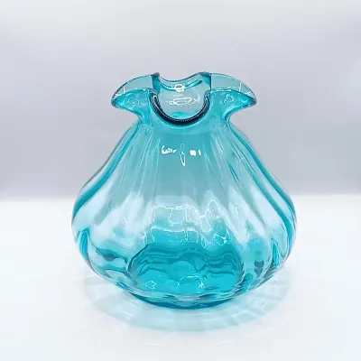 LOT 44: Vintage Handblown Blue Glass Vase
