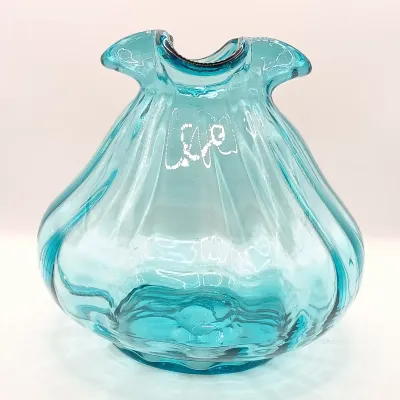 LOT 44: Vintage Handblown Blue Glass Vase