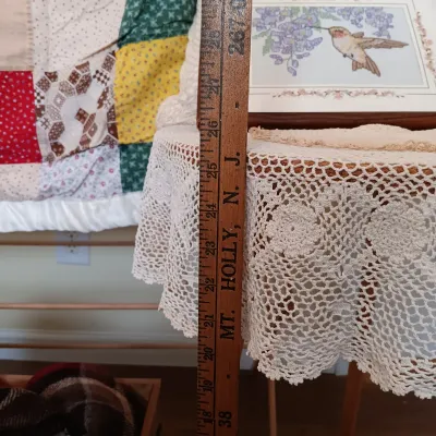 LOT 122: Vintage Quilt with Framed Embroidery, Vera Bradley Throw Blanket, Crocheted Blankets & More