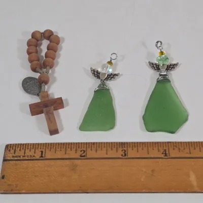LOT 100: Porcelain Trinket Boxes, Two Clear, Geometric Cut Glass Paperweights, and More