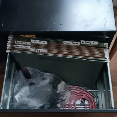 LOT 14: Office Collection - Corner Computer Desk, Filing Cabinet, Rolling Storage Cart with Office Supplies & Sentinel Paper Shredder