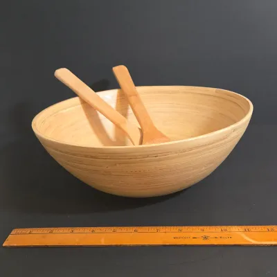 LOT 32: Progressive Salad Spinner, Footed Wooden Cutting Board, Bamboo Salad Bowl Set, Salt and Pepper Grinders, Miniature Fruit &...