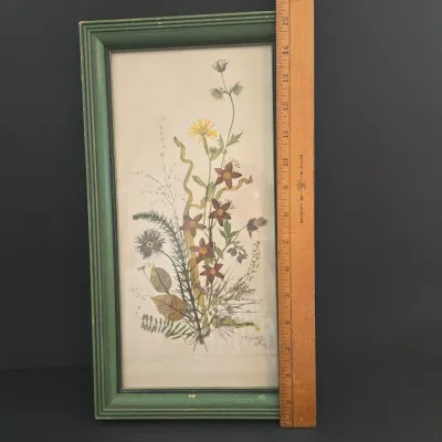 LOT 92: Home Decor Including Botanical Print Signed by Artist C. L. Britzke-Neil, Hand-crafted Stoneware Bowls, Pitcher, & Lidded...