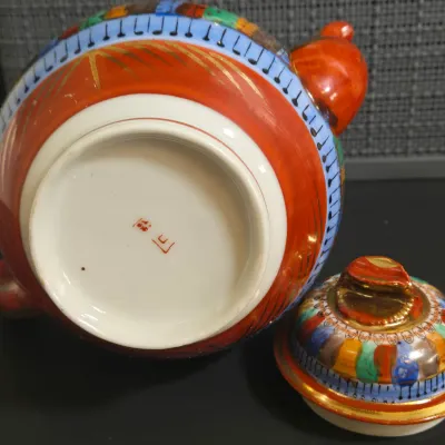 LOT 42: Vintage Blue and White Chinese Teapot and Japanese " Thousand Faces" Porcelain Tea Set