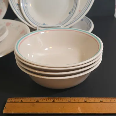 LOT 33: Vintage Corelle Tableware in "Forever Yours" and "Country Violets" Patterns