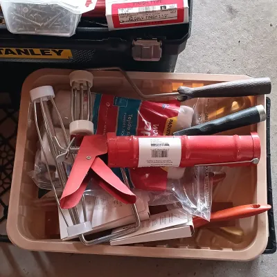 LOT 128: Garage Finds - 5 Gallon Shop Vac with an Assortment of Tools