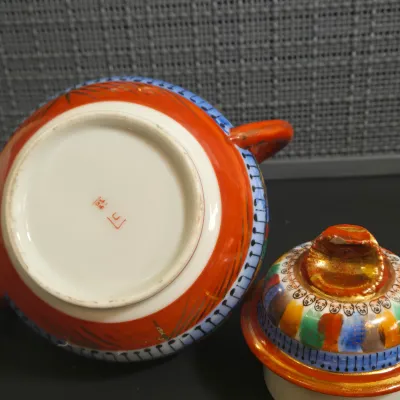 LOT 42: Vintage Blue and White Chinese Teapot and Japanese " Thousand Faces" Porcelain Tea Set