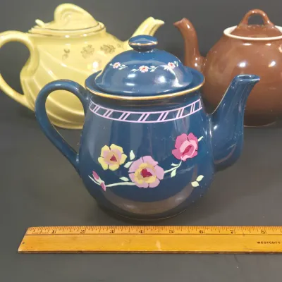 LOT 49: Vintage Sarma Studios Teapot and 2 Hall China Teapots