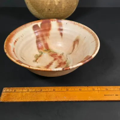 LOT 92: Home Decor Including Botanical Print Signed by Artist C. L. Britzke-Neil, Hand-crafted Stoneware Bowls, Pitcher, & Lidded...