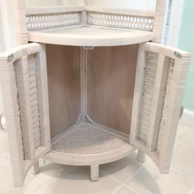 LOT 124: Corner Wicker 5ft Bath Cabinet
