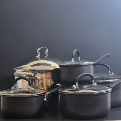 LOT 34: Belgique Gourmet Tools of the Trade Stock Pot and Set of T-fal Pots