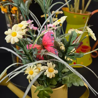 LOT 91: Faux Flower Decor, Vintage Clear and Frosted Leaf-shaped Decorative Bowl, Ceramic Frog Figurines, and More