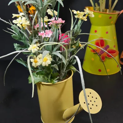 LOT 91: Faux Flower Decor, Vintage Clear and Frosted Leaf-shaped Decorative Bowl, Ceramic Frog Figurines, and More