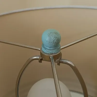 LOT 112: Blue Teardrop-Style Table Lamp with Side Table