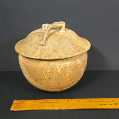 LOT 92: Home Decor Including Botanical Print Signed by Artist C. L. Britzke-Neil, Hand-crafted Stoneware Bowls, Pitcher, & Lidded...