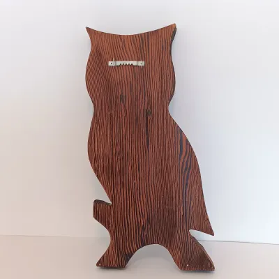 LOT 119: Vintage Solid Brass Owl Sculpture, Wood Owl Plaque & Framed Owl Print