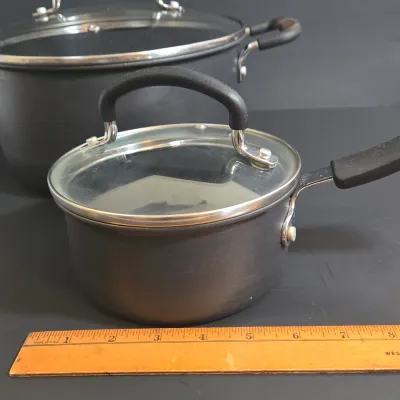 LOT 34: Belgique Gourmet Tools of the Trade Stock Pot and Set of T-fal Pots