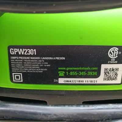 LOT 61: Greenworks Pro GPW 2301 Pressure Washer