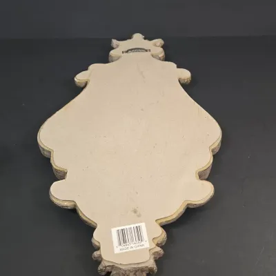 LOT 85: Ornate Wall Mirror, Handmade Hanging Ornament, Clear Glass Dragon & Turtle, Miniature Ceramic Dog, 2 Traditional Wooden Dala...