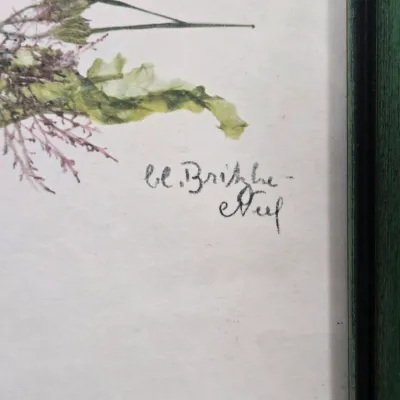 LOT 92: Home Decor Including Botanical Print Signed by Artist C. L. Britzke-Neil, Hand-crafted Stoneware Bowls, Pitcher, & Lidded...