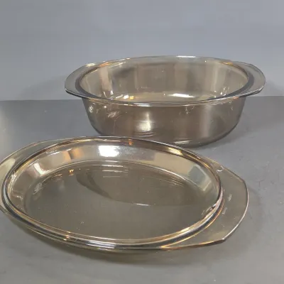 LOT 96: Vintage Corning Ware Blue Cornflower Covered Casserole Dishes & Square Baking Pan, Provincial Blue Square Casserole Dish, and...