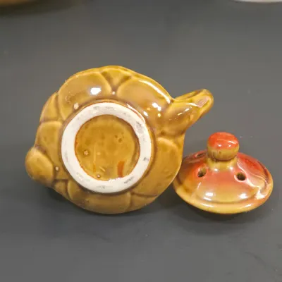 LOT 48: Art Deco Coffee/Tea Pot Exclusive Deluxe Sales New York, Vintage Footed Teapot with Fall Harvest Fruit Theme, and Miniature...